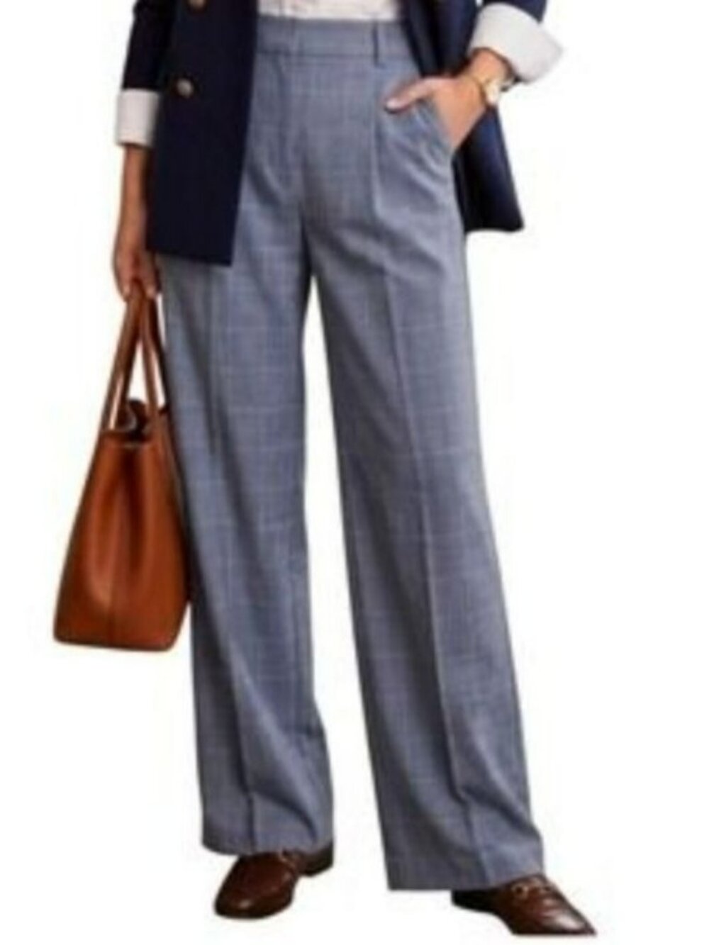 Rachel Zoe Womens Gray Wide-Leg Checkered Trousers Size 12 Tailored Fit